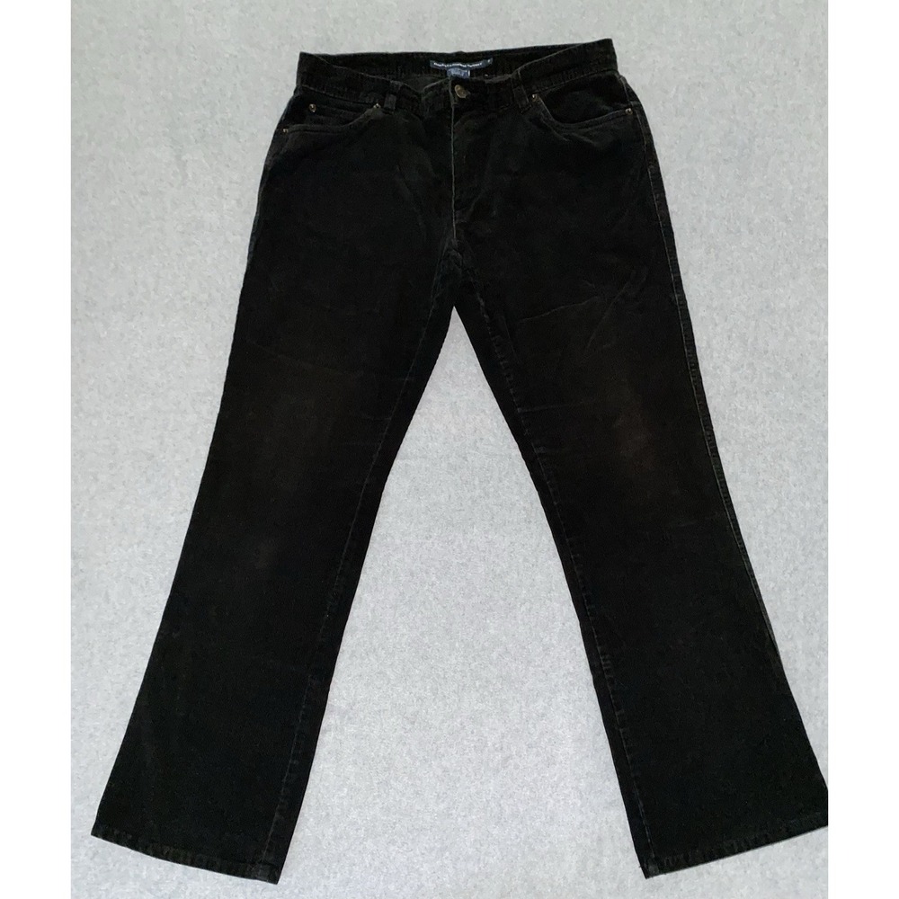 Ralph Lauren Sport Women's 8 Black Corduroy Jeans RL Stud Patch Y2K Straight Leg - Picture 1 of 16